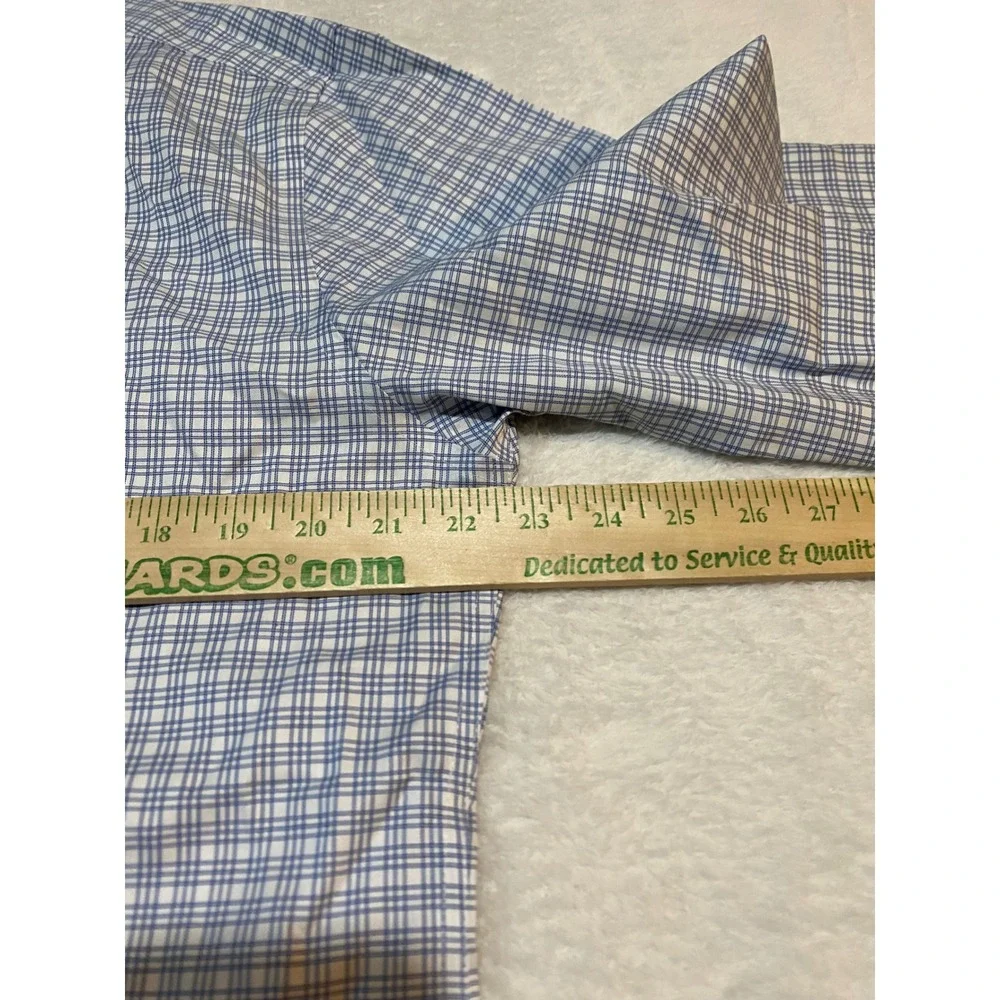 Twillory Mens 16.5 34/35 Tailored Fit Non-Iron Safe Cotton Blue Check Shirt